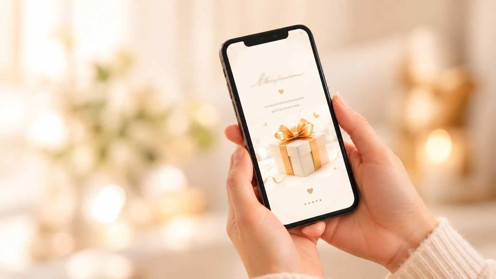 完成したサプライズページを表示したスマートフォン